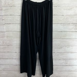bryn walker Black Ruched Hem Cropped Wide Leg Pants